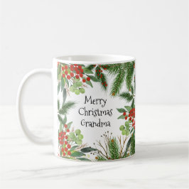 God jul Grandma Red Grönt Festive Holly Kaffemugg
