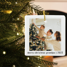 God jul Grandpa 2022 | Två foto Julgransprydnad Keramik
