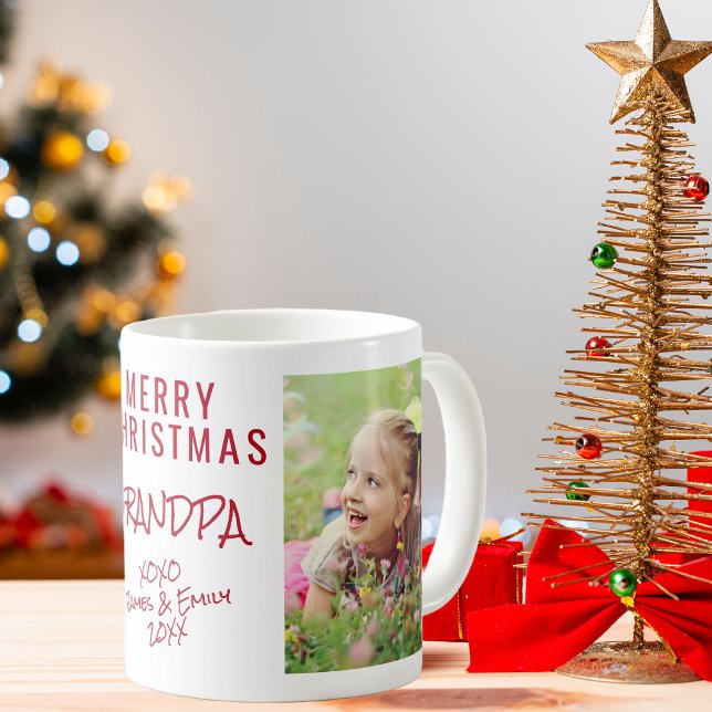God jul Grandpa 2 Photo Kaffemugg (Skapare uppladdad)