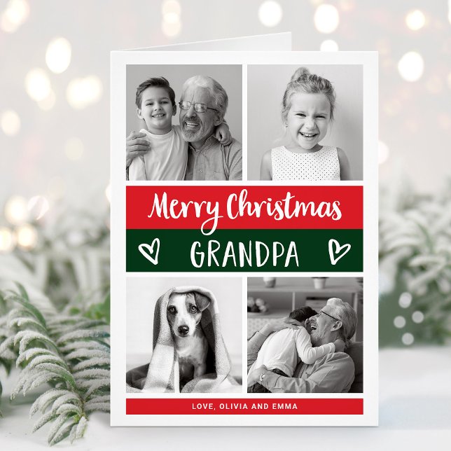 God jul Grandpa | Blockfotrutnät för Färg Helgkort (A festive Christmas photo card for grandpa)