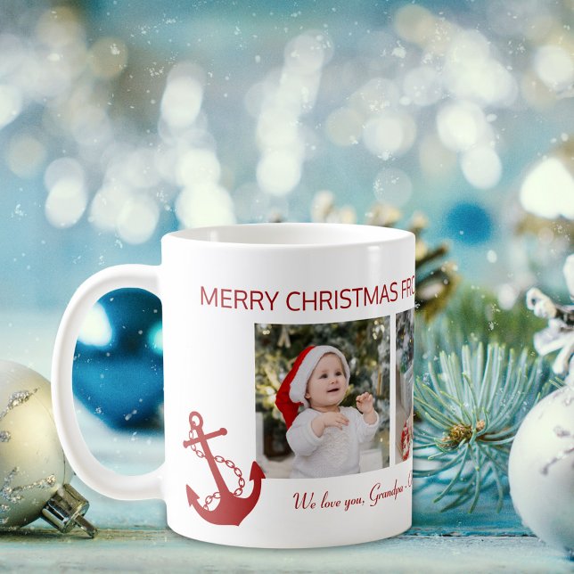 God jul Grandpa Nautical 4 Photo Collage Kaffemugg (Skapare uppladdad)