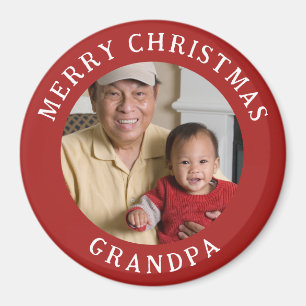 God jul Grandpa Photo and Namn Red Magnet