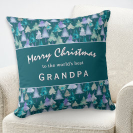 God jul Grandpa Watercolor Träd Anpassningsbar Kudde