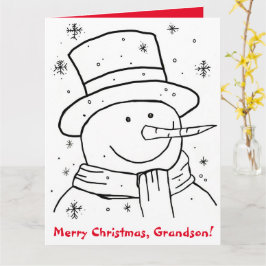 God jul Grandson Snögubbe Coloring Bok Kort