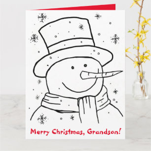 God jul Grandson Snögubbe Coloring Bok Kort