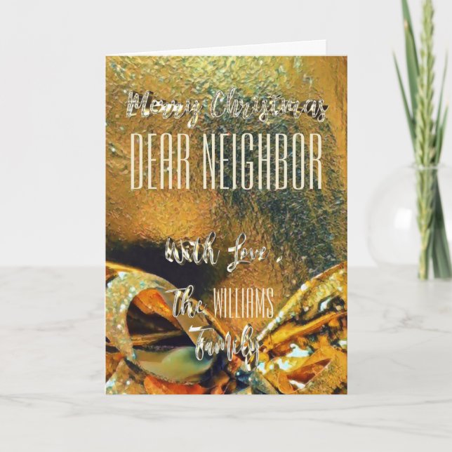 God jul granne Faux Guld Ribbon Helgkort (Framsida)