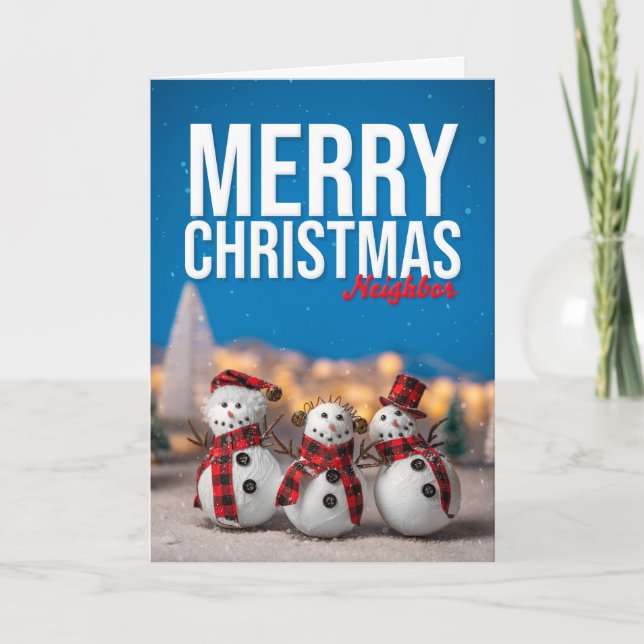 God Jul Granne Mysiga Snömannar Foto  Helgkort (Framsida)