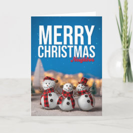 God Jul Granne Snygga Snögubbar Fotografi Helgkort