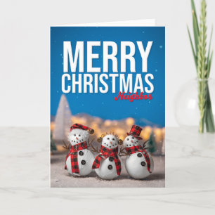 God Jul Granne Snygga Snögubbar Fotografi Helgkort