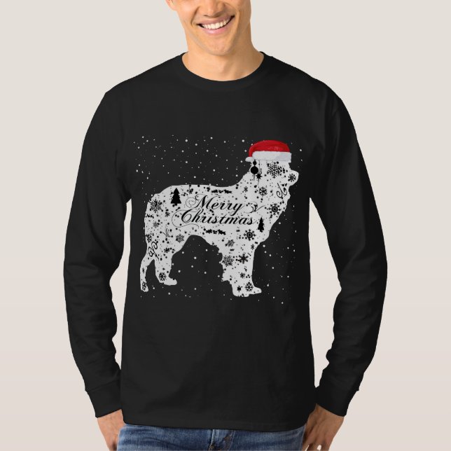 God jul Gräns Collie Hund jul T Shirt (Framsida)
