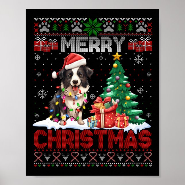 God jul Gräns Collie Hundälskare Ugly Julafton Poster (Framsidan)