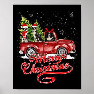 God jul Gräns Collie Hundar Santa Reindeer Poster