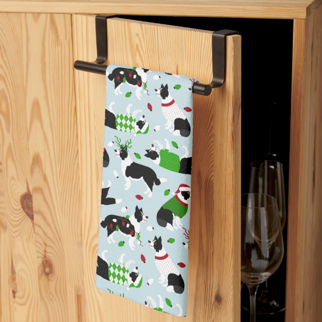 God jul Gräns Collie Kitchen Towel Kökshandduk (Thirds Fold)