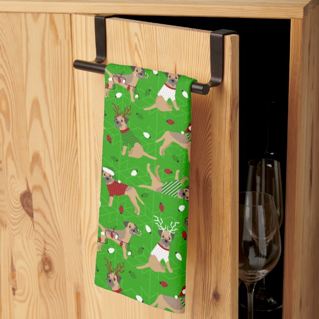 God jul Gräns Terrier Kitchen Towel Kökshandduk (Thirds Fold)