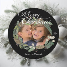 God jul Gräs Cone och Greenery Photo Card