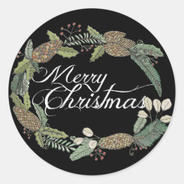 God jul Gräs Cones och Grey Stickers Runt Klistermärke