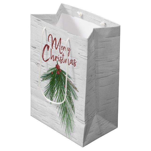 God jul Gräs och Berry Medium Gift Bag (Framsidan Vinklad)
