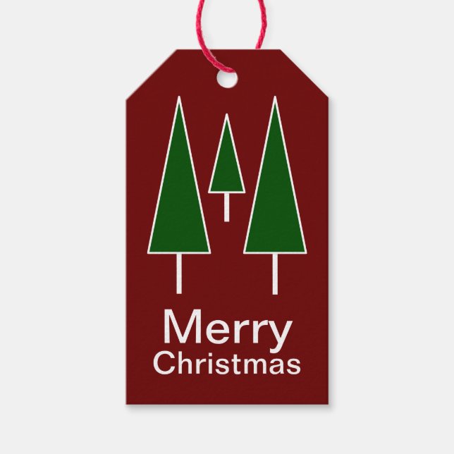 God jul Gräs Träd Abstrakt  Red Grönt Gift Presentetikett (Framsidan)