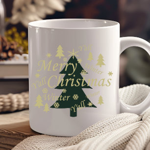 God jul, gräs träd, dekorerat mugg