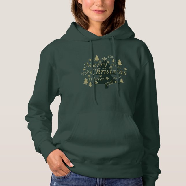 God jul, gräs träd, dekorerat t shirt (Framsida)