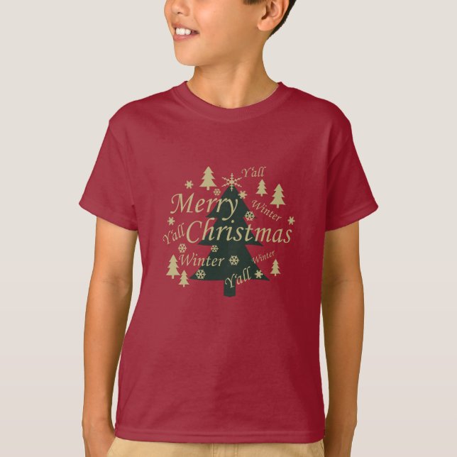 God jul, gräs träd, dekorerat t shirt (Framsida)