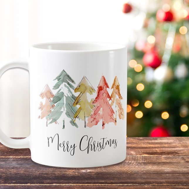 God jul Gräs Träd Watercolor Helgdag Kaffemugg (Skapare uppladdad)