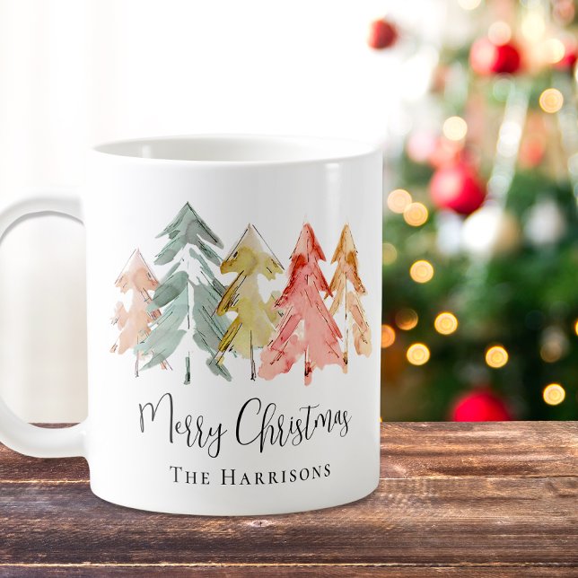 God jul Gräs Träd Watercolor Helgdag Kaffemugg (Skapare uppladdad)