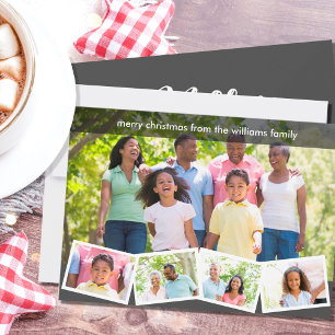 God jul Grått Family Photo Collage Julkort