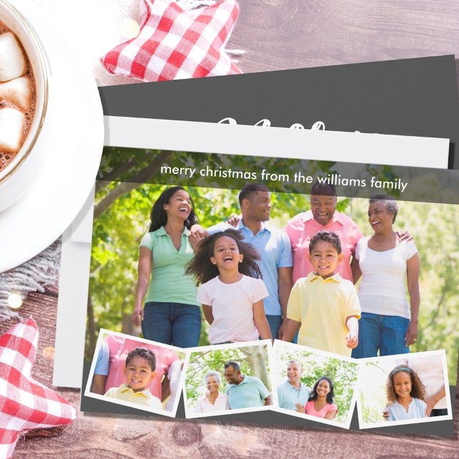 God jul Grått Family Photo Collage Julkort (Skapare uppladdad)