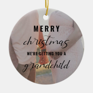 god jul gravid/baby-annonseringsfoto julgransprydnad keramik