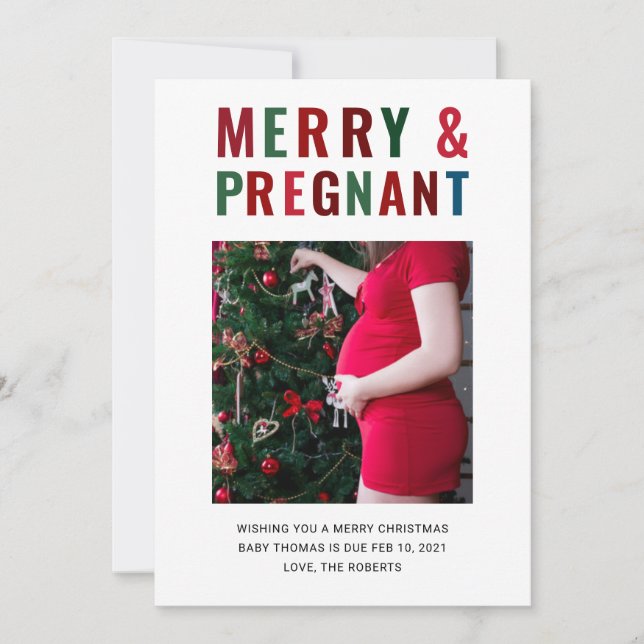 god jul gravid/baby-annonseringsfoto julkort (Framsida)