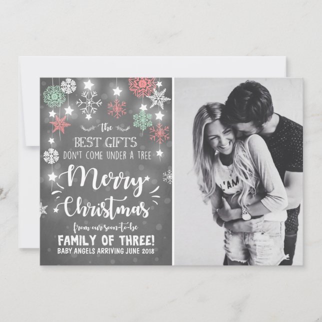 God jul gravid chalkboard-meddelande julkort (Framsida)