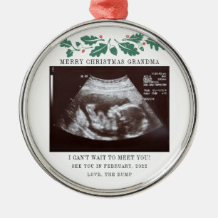 god jul Gravid Ultraljudsfoto Grandma Julgransprydnad Metall