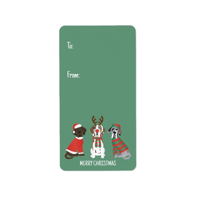 God jul Great dane Hundar Adressetikett (Framsidan)