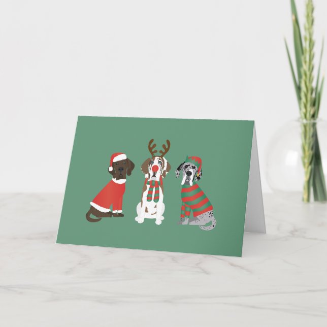 God jul Great dane Hundar Helgkort (Framsida)
