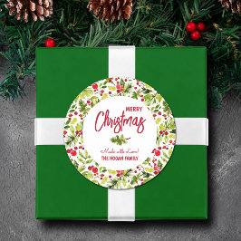 God jul, Greenery Berries Homemade Food Helgdag Runt Klistermärke