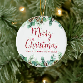 God jul Greenery Ceramic Ornament