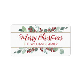 God jul Greenery CranBerries Guld-etikett Adressetikett