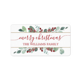God jul Greenery CranBerries Guld-etikett Adressetikett