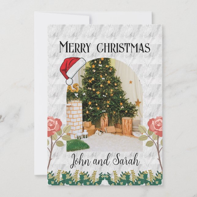 God jul Greenery Foliage Arch-foto Modern Julkort (Framsida)