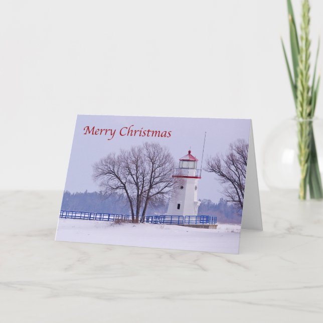God jul Greeting Card Cheboygan Lighthouse Helgkort (Framsida)
