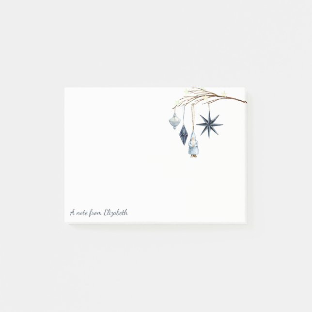 God jul,Gren,Bollar,Jultomten,,stjärnor Post-it Block (Framsida)