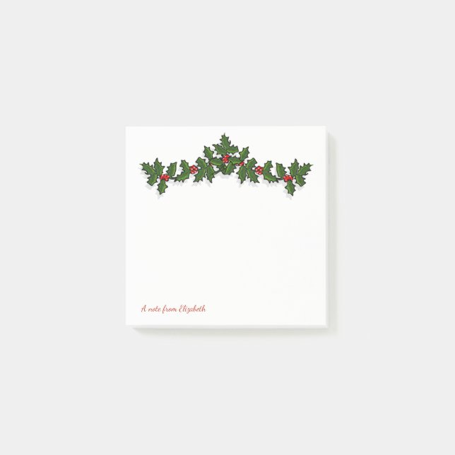 God Jul, Grenar med Julbär - Personlig Post-it Block (Framsida)