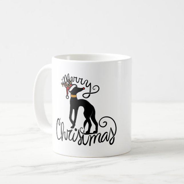 God jul Greyhound Reindeer Kaffemugg (Framsida vänster)