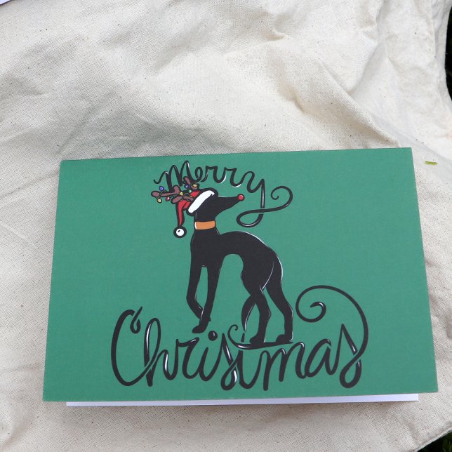 God jul Greyhound Reindeer Kort (Skapare uppladdad)