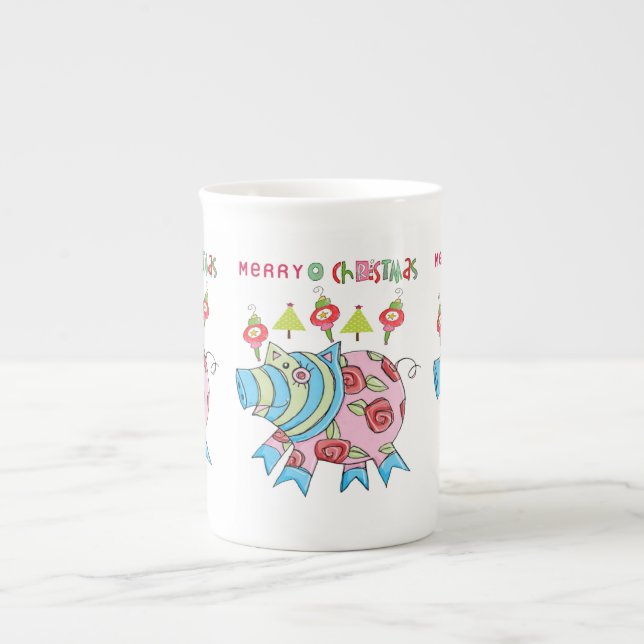 God jul Gris Bone China Mugg Benporslin Mugg (Framsidan)