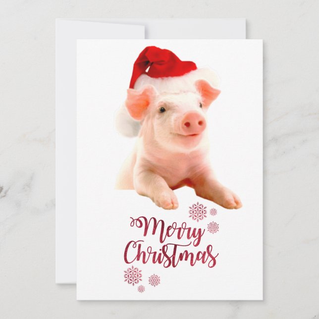 God jul Gris med Santa Hat Julkort (Framsida)
