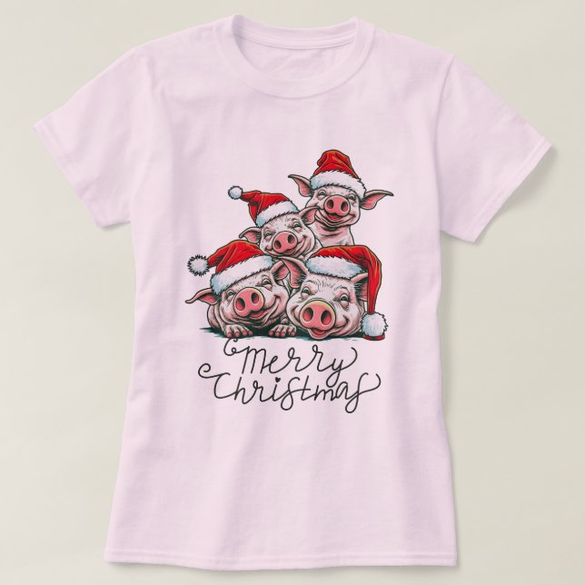 God jul Gris Squad Meowy Roligt Helgdag Greeti T Shirt (Design framsida)