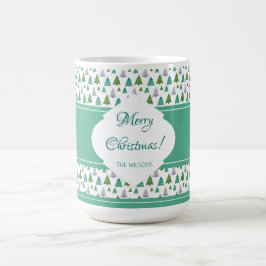 God Jul Grön Blå Träd Kaffemugg