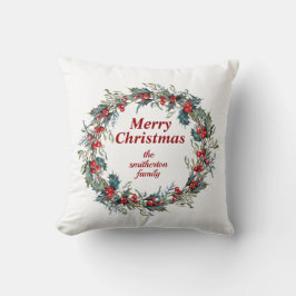 God Jul Grön Röd Julihäxan Bär Krans Kudde